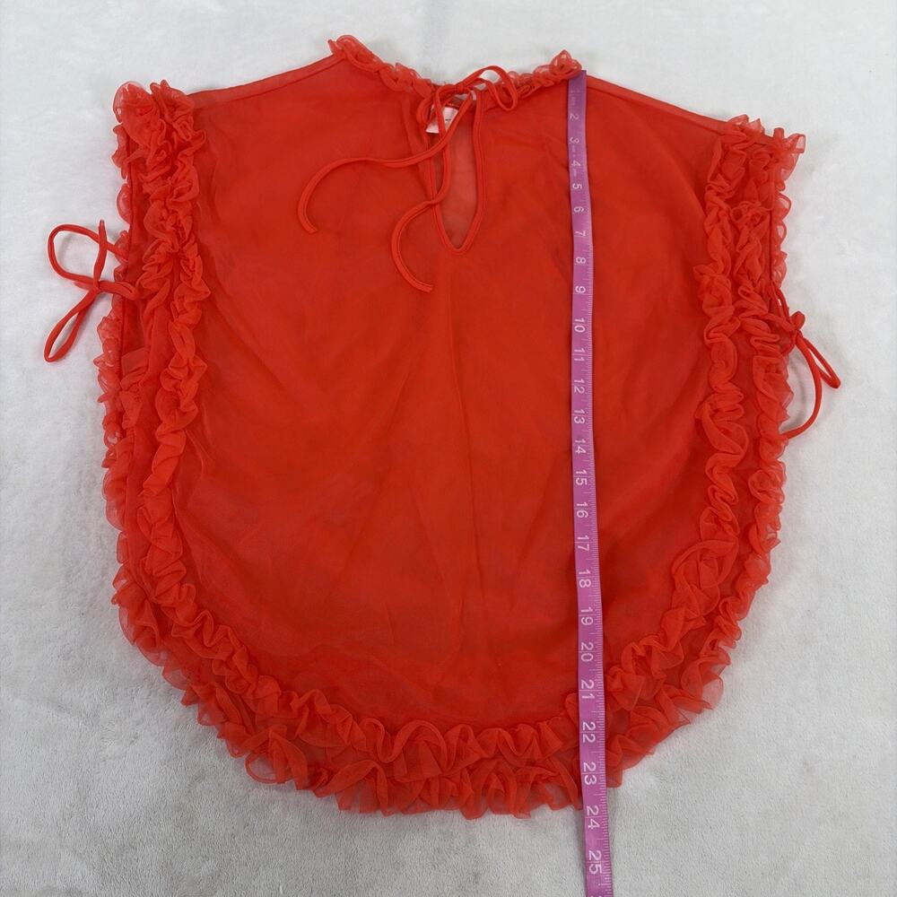 Vintage Sheer Red Bra, Bloomers and Smock Top Ruffled Trim Bows No Tags Charity - Picture 4 of 16